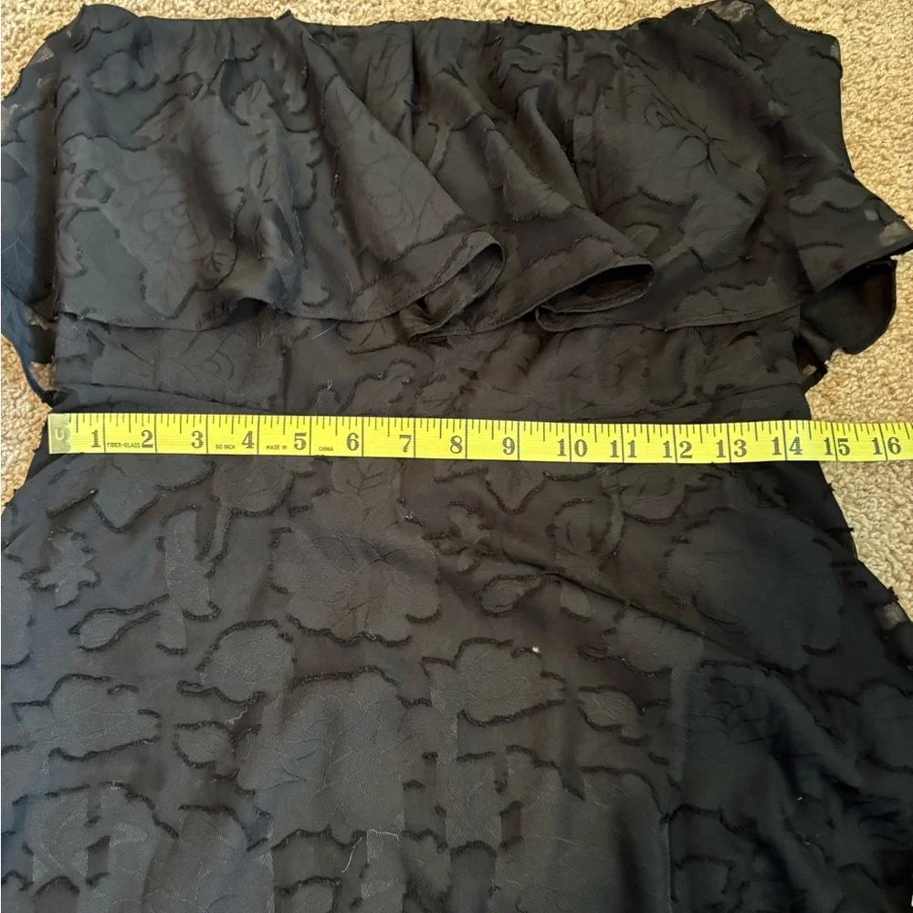 Love You So Truly Black Burnout Floral Strapless Midi Dress Size Medium - Picture 9 of 13